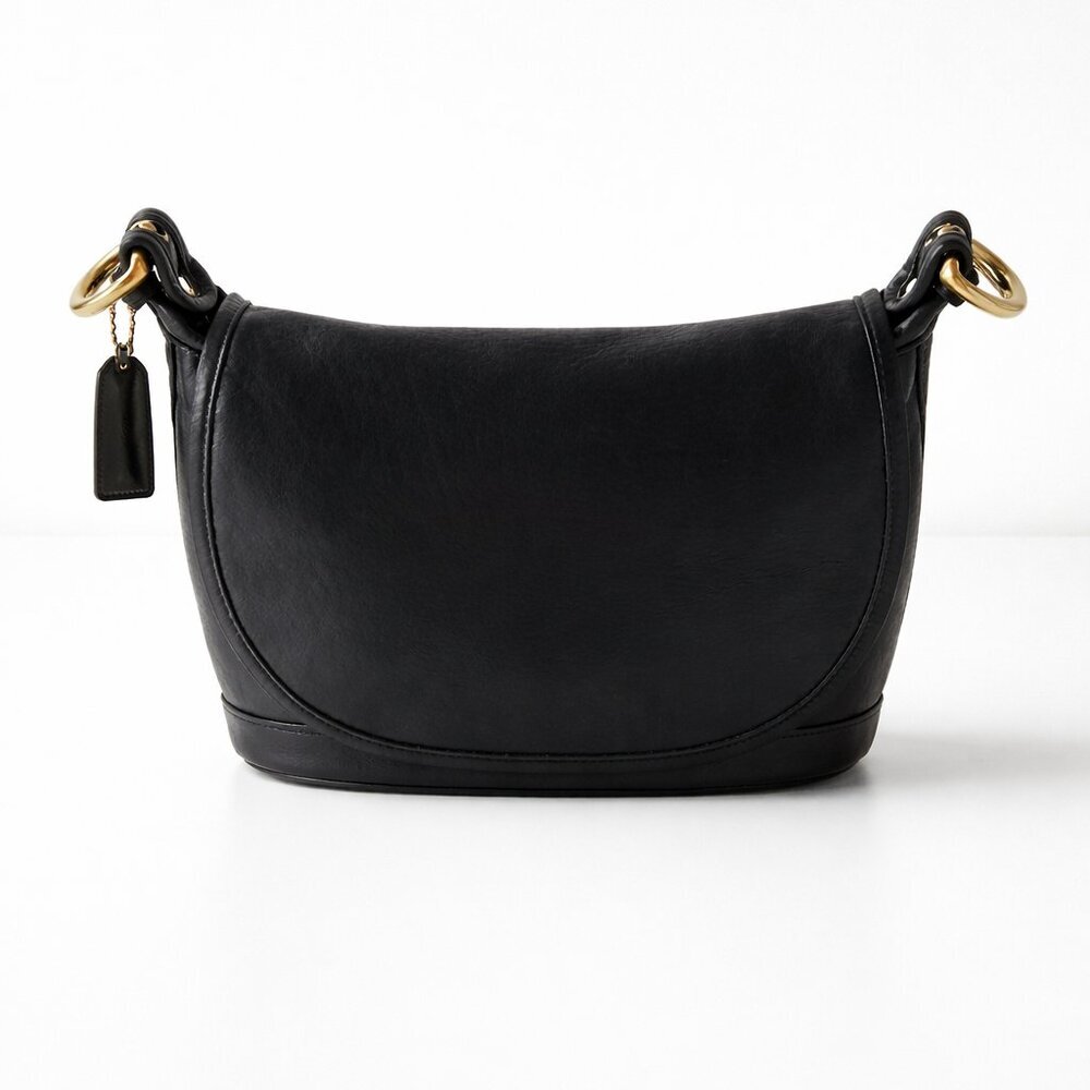 Vintage Coach Fletcher 4150 Black Leather Shoulder Bag Classic Designer Purse